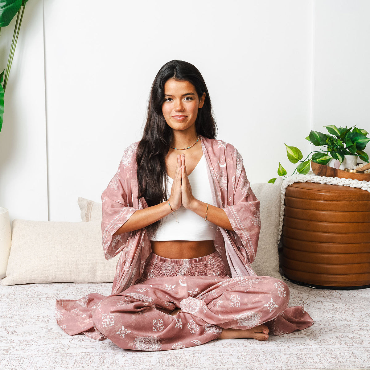 Dusty Rose Lotus Moon Kimono