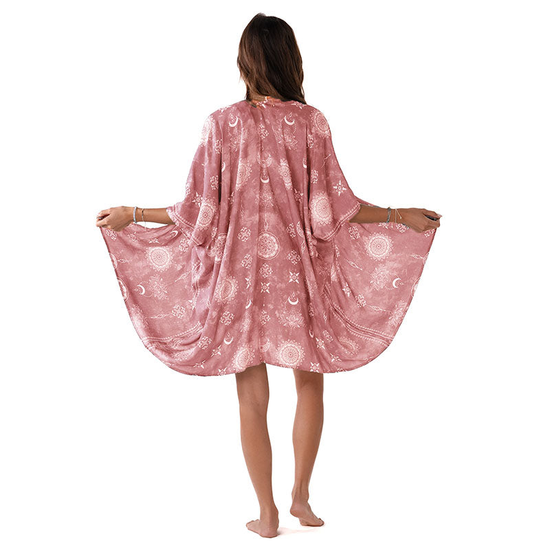 Dusty Rose Lotus Moon Kimono