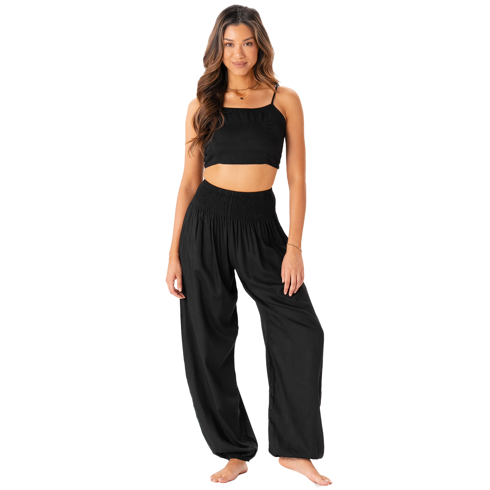 Luxe Lotus Jersey Tapered Lounge Pant - Black