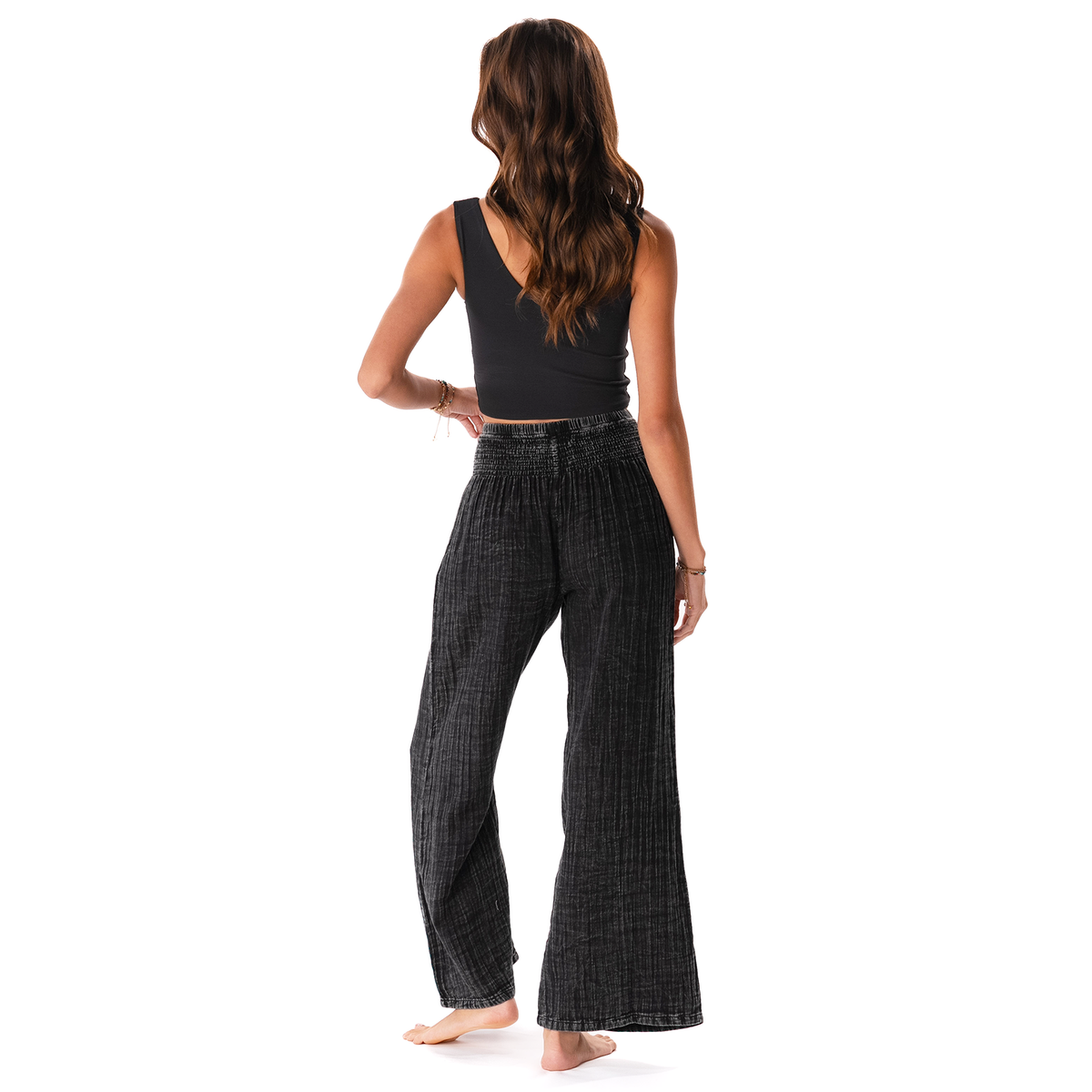 Vintage Black Wide Leg Cotton Pants