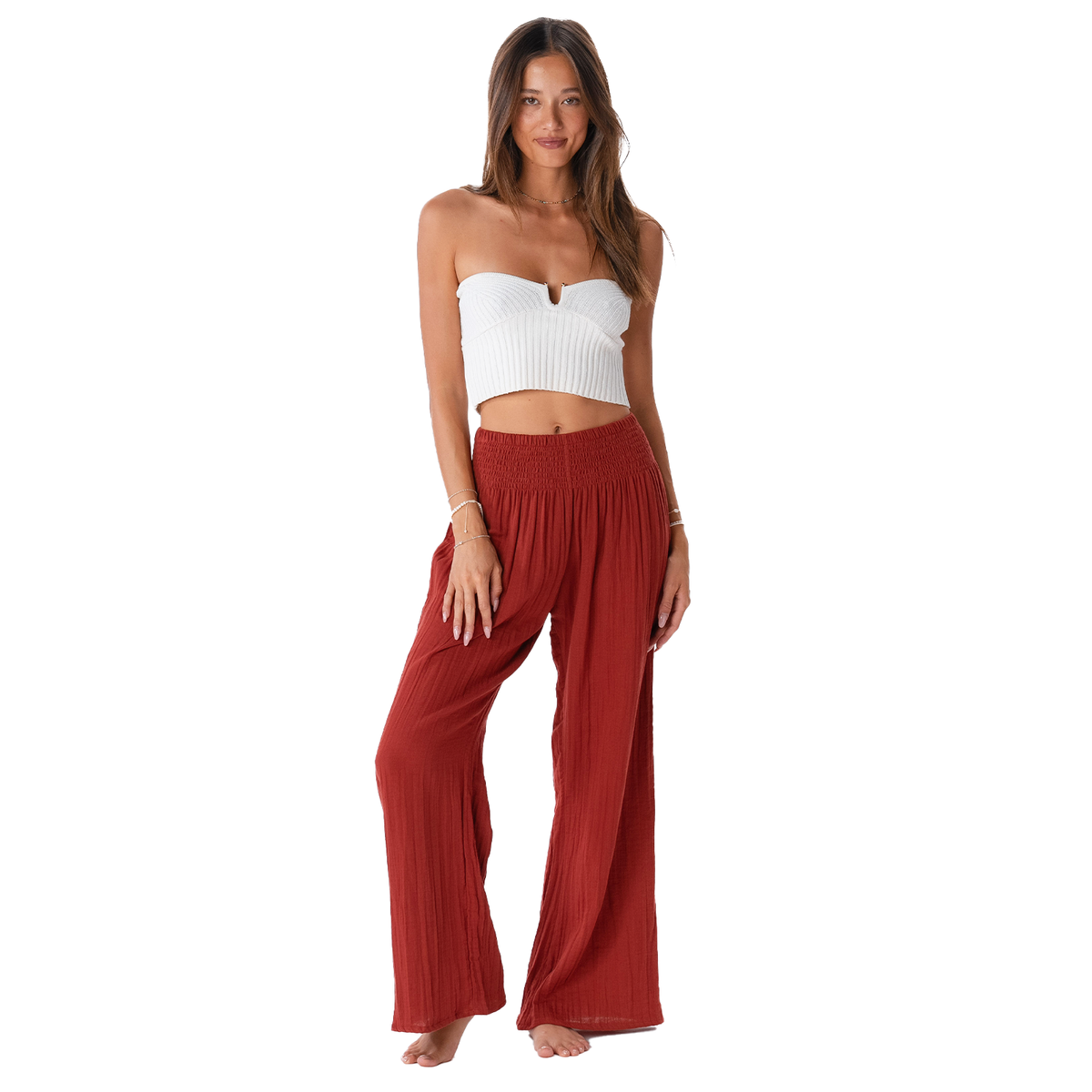 Seaside Spice Wide Leg Cotton Pants