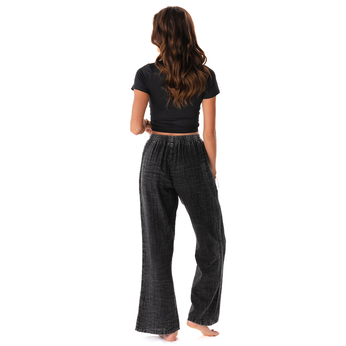 Vintage Black Cotton Cabana Pants