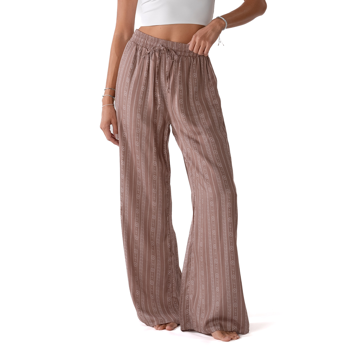 Yao Tribal Print Wide Leg Drawstring Pants