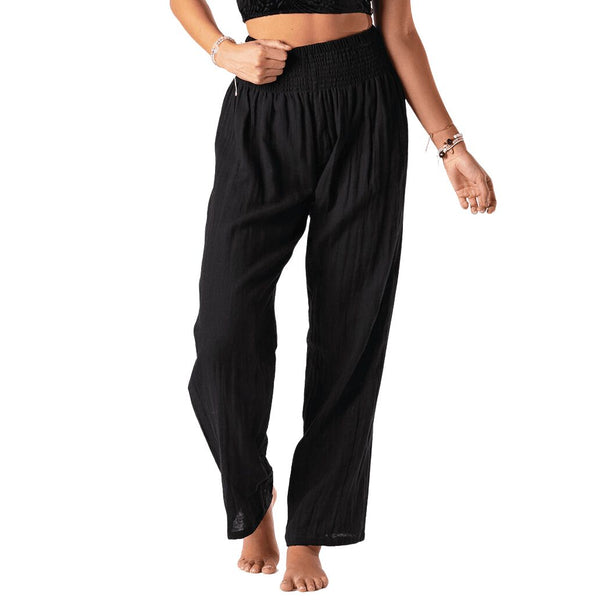 Black Wide Leg Cotton Pants | Lotus and Luna - LotusAndLuna