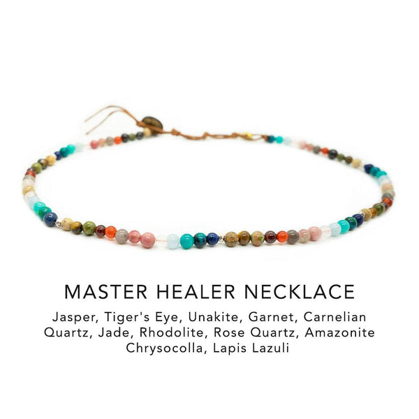 4mm multicolor stone healing necklace with coconut button clasp